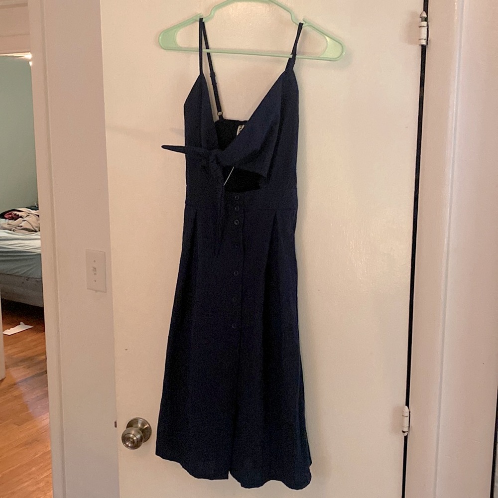 Navy Blue MIDI Cutout midi dress with buttons
